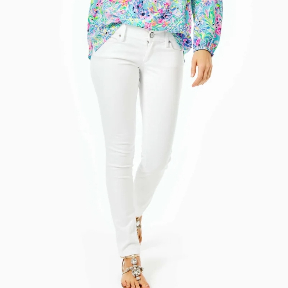 Lilly Pulitzer Worth Skinny Jean - Sateen - Resort White Size 0